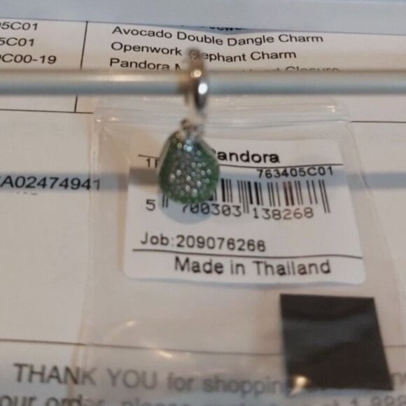 Authentic PANDORA Sterling Silver Avocado Double Dangle Charm 763405C01 - Picture 7 of 9